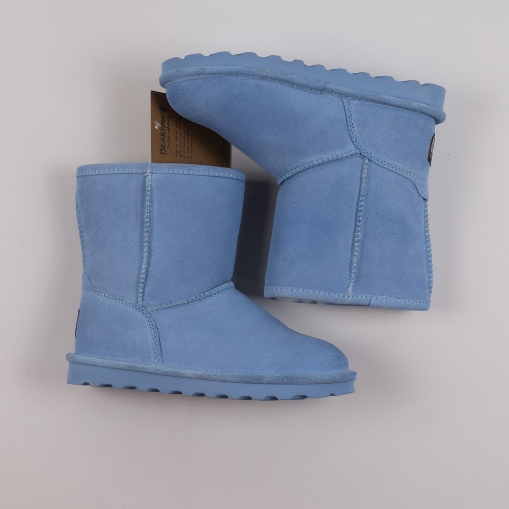 Bearpaw Elle Youth Boots Blissful Blue Suede Size 3 NEW